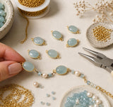 Natural Aquamarine double-loop connector used to make handmade necklace