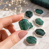 Natural Emerald gemstone charms for jewelry making