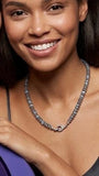 17.25” Natural Labradorite Necklace with Pave Diamond Clasp, Spiritual Healing Crystal Jewelry, Chakra Balancing Jewelry Gifts for Her