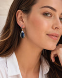 Blue Sapphire Pave Diamond Earrings, September Birthstone Jewelry, Sterling Silver Gemstone Earrings, Healing Crystal Chakra Jewelry Gift