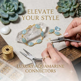 Natural Aquamarine double-loop connector used  to make a handmade bracelet