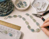 Natural Aquamarine bezel chain styled with jewelry-making pliers, jump rings and silver findings
