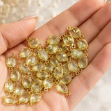 Faceted Lemon Topaz connectors shown on hand