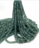 Faceted blue green tourmaline rondelle beads with natural teal and green color variation for jewelry making