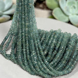 Natural blue green tourmaline beads 3mm to 5mm faceted rondelle gemstone strands in teal and green shades