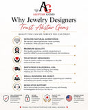 Why jewelry designers trust Akstar Gems infographic highlighting genuine natural gemstones, premium quality, California shipping, expert craftsmanship, and dedicated customer support.