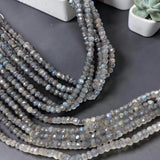 Faceted shimmer coated Labradorite beads with reflective finish