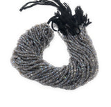 Shimmer coated Labradorite gemstone bead strands for jewelry making on a white background