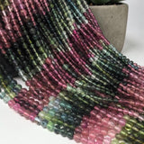 Natural Tourmaline round smooth bead strands showing pink green and multicolor watermelon shade variations