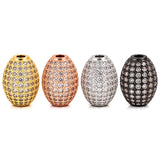 Oval cubic zirconia pave beads in rose gold, platinum and gunmetal finishes for jewelry making and custom designs