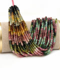 Natural multi tourmaline faceted beads 3.5–4.5mm in pink, green, yellow and earthy gemstone shades