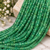 Emerald Beads, Natural Zambian Emerald Rondelle Beads, Gemstone Beads for Jewelry Making, Bulk Wholesale Beads, 8" Strand, 3.5mm - 4.5mm