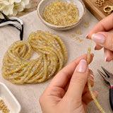 Ethiopian opal beads being used for jewelry making with professional beading tools