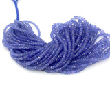 16 inch natural tanzanite gemstone bead strands showing faceted rondelle shape and violet blue tones