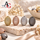 Oval micro pave CZ beads in gold, rose gold, platinum and gunmetal finishes for jewelry making and spacer bead designs