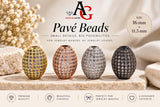 Oval pave spacer beads in gold, rose gold, platinum and gunmetal color options