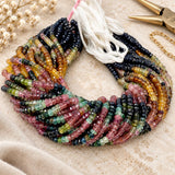 Natural multicolor tourmaline faceted bead strands for jewelry designers and beading projects
