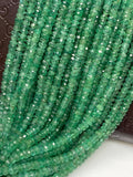 Natural Zambian emerald beads, faceted green rondelle gemstone beads for jewelry making