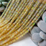 Natural Ethiopian opal bead strands showing beautiful multicolor flashes and faceted finish