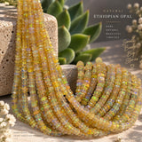 Natural Ethiopian Welo opal faceted rondelle beads with beautiful multicolor play of color