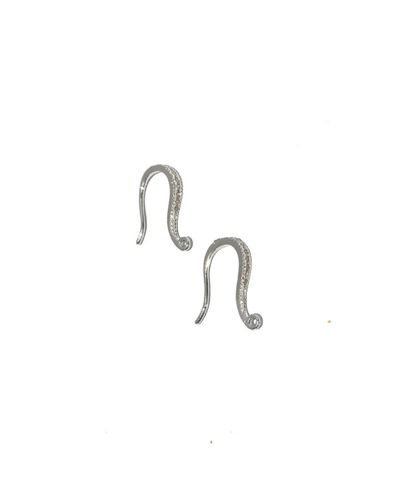 Pave Ear Wires, CZ Micro Pave Ear Wires, CZ Ear Wire, Earring Components, Silver Ear Wires, Jewelry Supplies, DIY Jewelry, Ear Wire -1 Pair