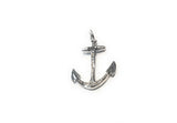 CZ Micro Pave Anchor Charm, Silver Plated Lucky Charm, Jewelry Supplies for DIY Jewelry Making, Wholesale Bulk Charms