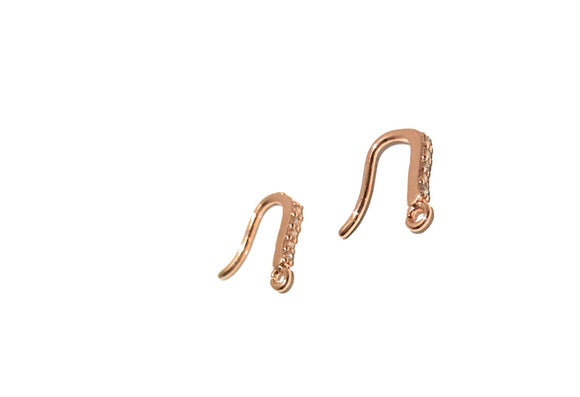 Pave Ear Wires, DIY Jewelry, Jewelry Findings, Earring Findings, Rose Gold Ear Wires, Cz Micro Pave Earring Wires, CZ Ear Wires, Fish Hook