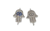 Evil Eye Connector, Jewelry Findings, Hamsa Hand Connector, CZ Pave Links, Micro Pave Findings, Bracelet Connector, CZ Links, 18x11x1.5mm,