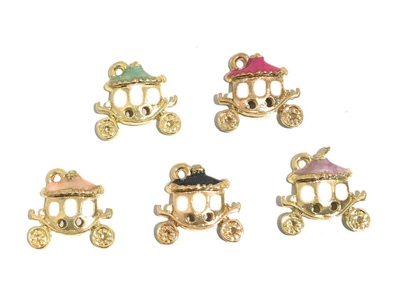 5 Pc Gold Carriage Charms, Carriage Charms, Gold Charms, Princess Charms, Princess Carriage Charms, Fairy Charms, Jewelry Findings, Princess