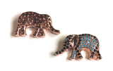 CZ Micro Pave Turquoise Elephant Beads, Animal Beads, Spacer Beads, Jewelry Findings for Jewelry Making, Bulk Beads, 18.5x11x4.5mm