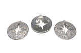 Pave Star Charm, Silver Star Charm, Micro Pave Star Charm, Jewelry Supplies, Large Charms, Pave Charms, CZ Charms, Star Charm, 32x30mm, 1 Pc