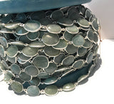 1 Foot Aquamarine Gemstone Chain, Gemstone Bezel Set Connector Chain, Sterling Silver Gemstone Chain, Bulk Chain by Foot, DIY Chain