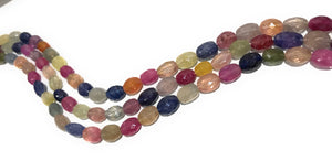 Multi Sapphire Beads, Multi Color Sapphire Beads, Natural Beads, Gemstone Beads, Oval Faceted Sapphire Beads, AAA Quality Beads, 13"Strand