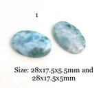 2 Pcs Larimar Cabochon, Loose Gemstone, Blue Larimar, Large Cabochon, Wire Wrapping, Jewelry Supplies for Jewelry Making, Bulk Cabochons