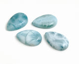 4 Pcs Natural Larimar Drop Shape Cabochon, Loose Gemstone, Blue Larimar, Large Gemstone Cabochons, Jewelry Making, Wire Wrapping, 22mm -24mm