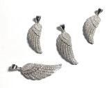 CZ Micro Pave Sterling Silver Wing Pendant, Jewelry Supplies, DIY Pendant, Memorial Gift, Sympathy Gift, Remembrance Gift