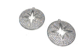 Pave Star Charm, Silver Star Charm, Micro Pave Star Charm, Jewelry Supplies, Large Charms, Pave Charms, CZ Charms, Star Charm, 32x30mm, 1 Pc