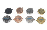 CZ Micro Pave Lotus Connector, Jewelry Connector, Bracelet Connector, Disc Charm, Connector Charms, Lotus Connector, CZ Links, 15.5x2.4mm