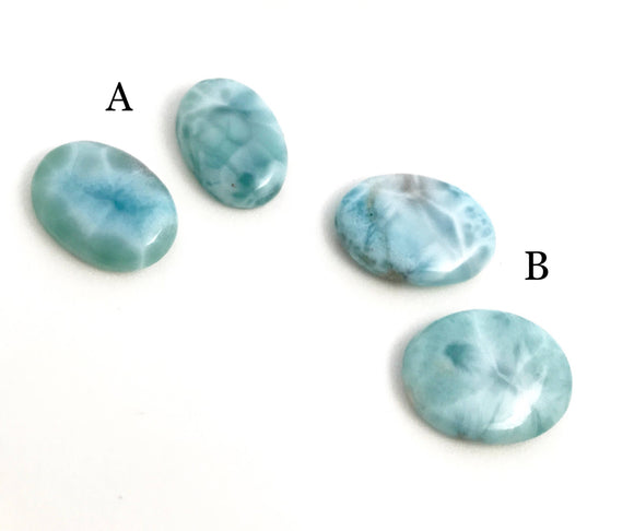 2 Pcs Larimar Cabochon, Loose Gemstone, Blue Larimar, Wire Wrapping Supplies, Gemstone Cabochons, Jewelry Supplies, DIY Jewelry
