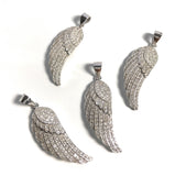 CZ Micro Pave Sterling Silver Wing Pendant, Jewelry Supplies, DIY Pendant, Memorial Gift, Sympathy Gift, Remembrance Gift