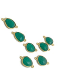 5Pcs/10Pcs Green Onyx Connectors, Gold Plated over Sterling Silver, Bulk Wholesale Jewelry Supplies, 19x11mm -25X15mm