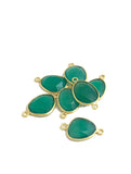 5Pcs/10Pcs Green Onyx Connectors, Gold Plated over Sterling Silver, Bulk Wholesale Jewelry Supplies, 19x11mm -25X15mm