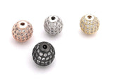 10mm Shamballa Beads, CZ Micro Pave Beads, Spacer Beads for Jewelry Making, Jewelry Supplies, Gold- Silver- Rose Gold Beads, 1 Pc