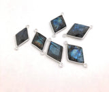 Labradorite Gemstone Connectors, Silver Bezel Connectors, Jewelry Supplies for Jewelry Making, Wholesale Bulk Jewelry Findings