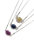 Sapphire Gemstone Necklace, Minimalist Layering Necklace, Healing Jewelry, Birthstone Jewelry, Blue Sapphire, Yellow Sapphire, Pink Sapphire