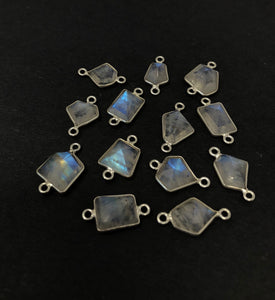 Moonstone Connector, Gemstone Connector, Silver Connector, Bezel Connector, Jewelry Supplies, Moonstone Charm, Jewelry Findings, DIY Jewelry