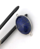 Lapis Lazuli Gemstone Connector, Lapis Lazuli Bezel Double Loop Charm, Jewelry Findings for DIY Jewelry Making, 30x17.25mm