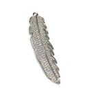 Feather Pendant, Leaf Charm, Jewelry Supplies, Jewelry Findings, Silver Findings, Pave Charm, DIY Jewelry, Jewelry Making, CZ Charms