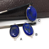 3 Pcs Lapis Lazuli Gemstone Connector, Lapis Lazuli Silver Connector, Jewelry Supplies for Jewelry Making, Wholesale Jewelry Findings,