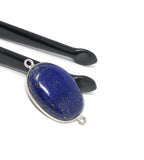 Lapis Lazuli Gemstone Connector, Lapis Lazuli Bezel Double Loop Charm, Jewelry Supplies for DIY Jewelry Making, Jewelry Findings, 29x17mm